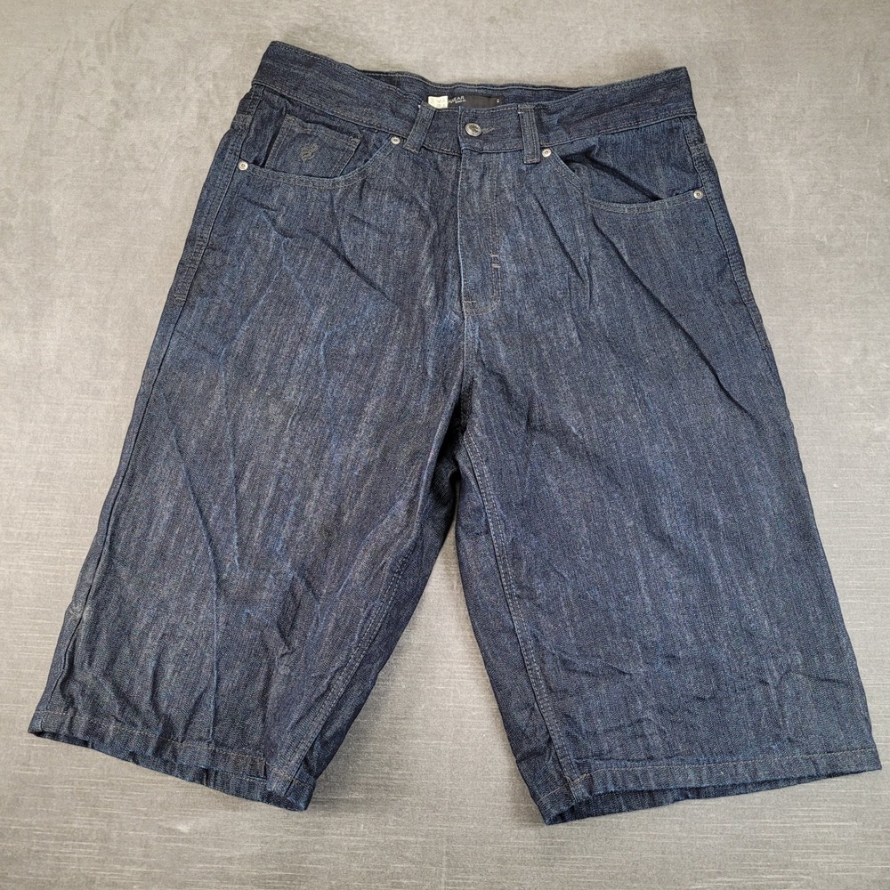 Rocawear Denim Shorts Mens 36 Dark Blue Baggy Y2K Streetwear Raw Look